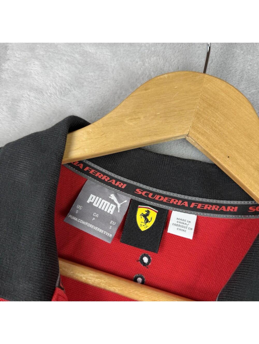 Puma Ferrari Scuderia Polo Shirt Red Black Men Small Motorsport Logo Preppy Auto - Picture 3 of 9